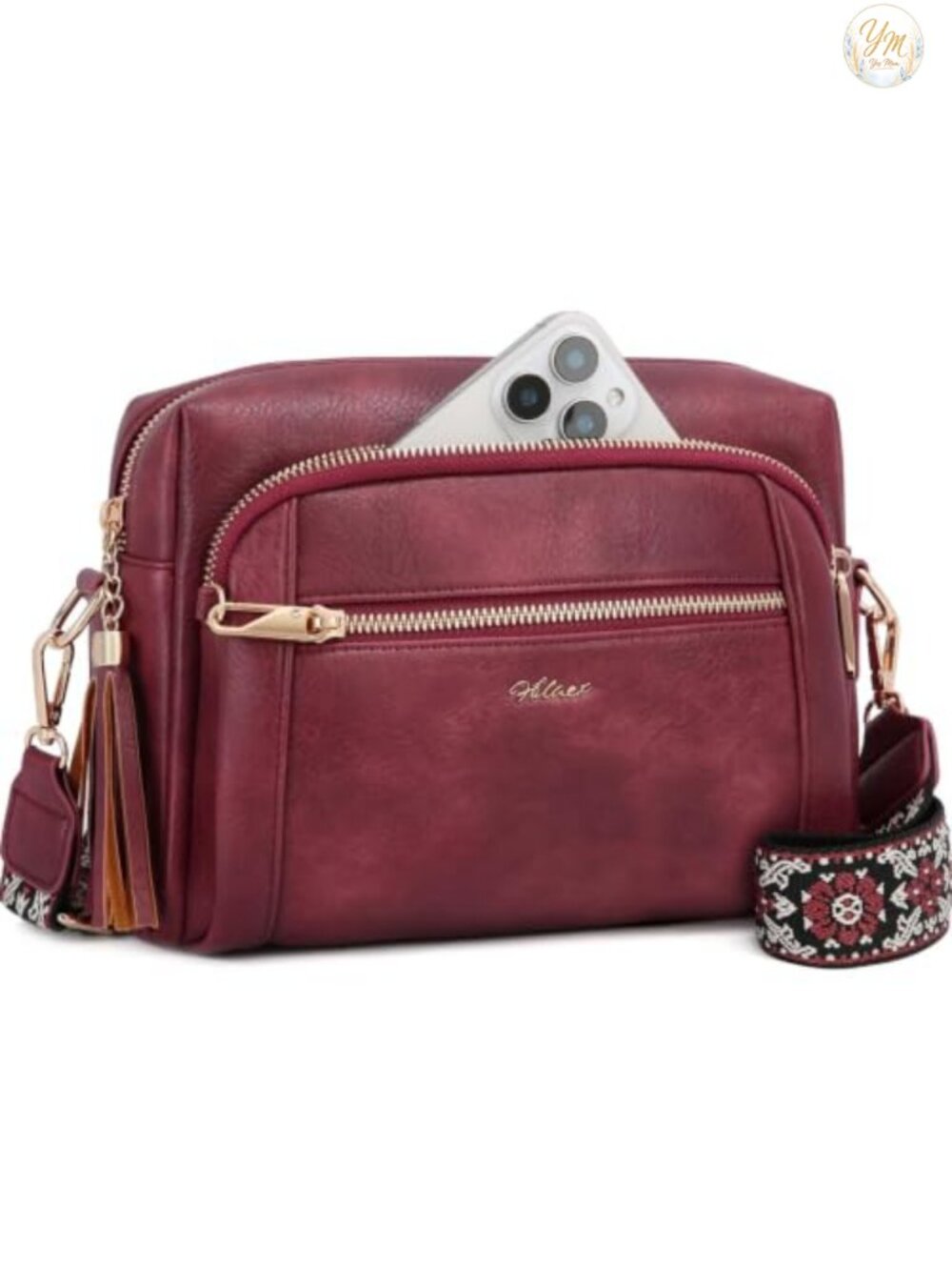 Vegan Leather Crossbody Bag Anti Theft Multi Compartment Purse Tassel